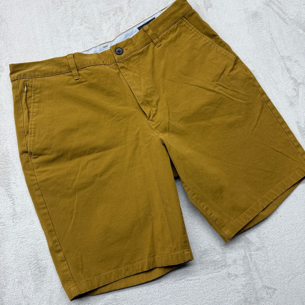 Bonobos Standard Fir Chino Shorts Mens 35 Mustard Yellow 9 Inch Inseam Preppy